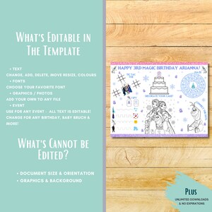 Printable Instant Download Frozen Placemat Dining Table Frozen Activity ...