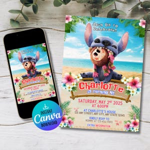 Modèle d'invitation d'anniversaire de couture | Invitation d'anniversaire pour enfants | faire-part de broderie | Invitation mobile de fête de couture | Faire-part numérique