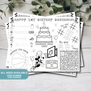 Mickey Mouse Birthday Activity Sheet: Printable Party Favor (Digital Download)