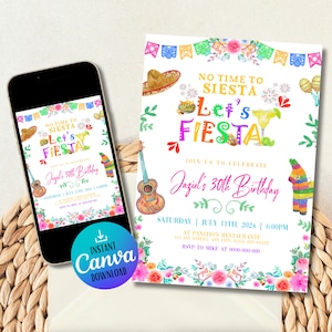 Fiesta Birthday Invitation: Editable Mexican Theme (Digital Download)