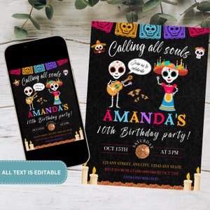 Descarga instantánea / Invitación para fiesta del Día de los Muertos / Invitación digital para fiesta de Halloween / Invitación para fiesta del Día de los Muertos