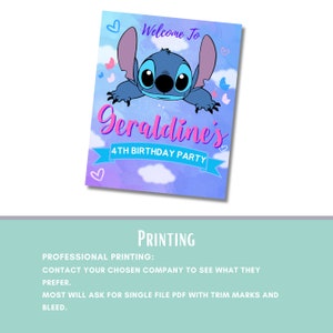 Personalized Lilo & Stitch Birthday Welcome Sign - Custom Name & Age - Party Decor Print - View #5