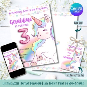 Rainbow Unicorn Birthday Invitation: Magical Party (Digital Download)