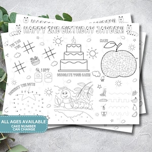 Caterpillar Birthday Activity Sheet: Personalized Coloring Placemat (PDF)