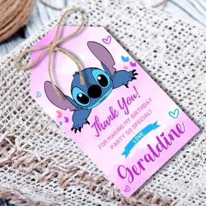 Kids Party Gift Tag | Thank You Tags | Stitch Birthday Invitation Template | Stitch Party Favor Tags | Stitch Party Invite | Custom Made