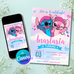 Lilo And Stitch Invitation | Stitch Birthday Invitation | Instant Download Ninja Party Invitations | Stitch Party Mobile Invitation