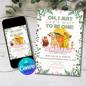 Lion King Birthday Invitation: Simba Zoo Party, Editable Template (Digital Download)