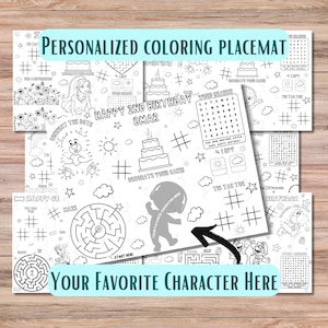 Personalized Birthday Coloring Placemat: Party Activity Sheet (PDF)