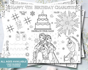 Printable Instant Download | Frozen Placemat | Dining Table | Fabric Placemat | Frozen Coloring Sheet | Princess Quilted Placemat