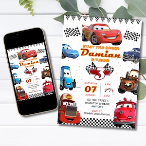 Lightning McQueen Birthday Invitation: Cars Party Invite Template (Digital)