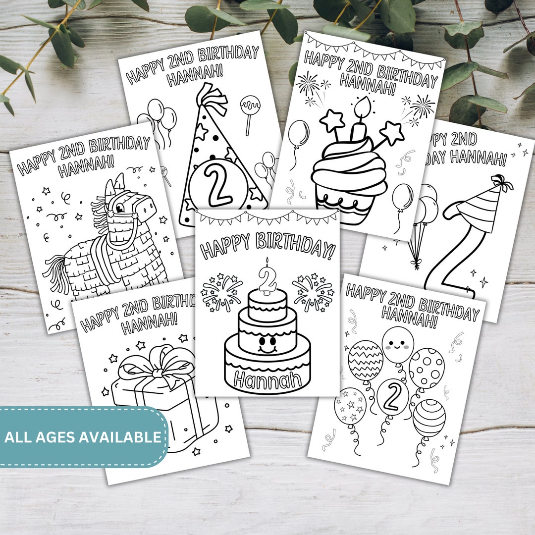 Birthday Party Coloring Sheet | Party Favor Mini Coloring Sheets ...