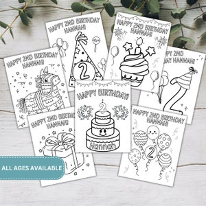 Foglio da colorare per feste di compleanno / Mini fogli da colorare e pastelli per bomboniere / Set di 7 pagine da colorare / Download immediato / Download stampabile