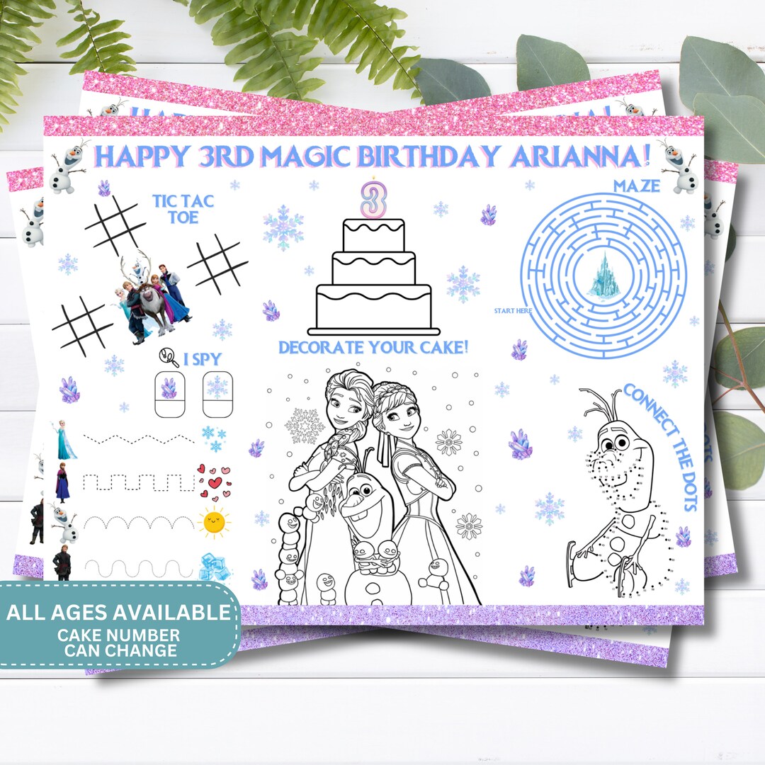 Printable Instant Download Frozen Placemat Dining Table Frozen Activity ...
