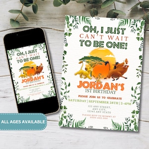 Invitation numérique du Roi Lion | Fête au zoo | Invitation modifiable Simba | Invitation d'anniversaire du Roi Lion | Invitation Le Roi Lion | Fête Simba