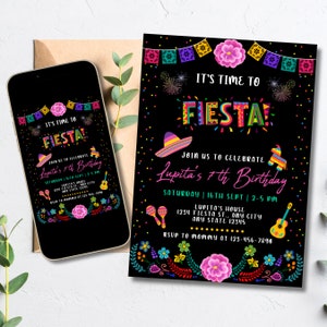 Invitación de fiesta / Tema de fiesta mexicana / Invitación de cumpleaños floral mexicana / Imprimir o texto / Invitación con temática mexicana / Invitación editable
