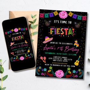 Fiesta Invitation | Mexican Fiesta Theme | Mexican Floral Birthday Invite | Print Or Text | Mexican Theme Invitation | Editable Invitation