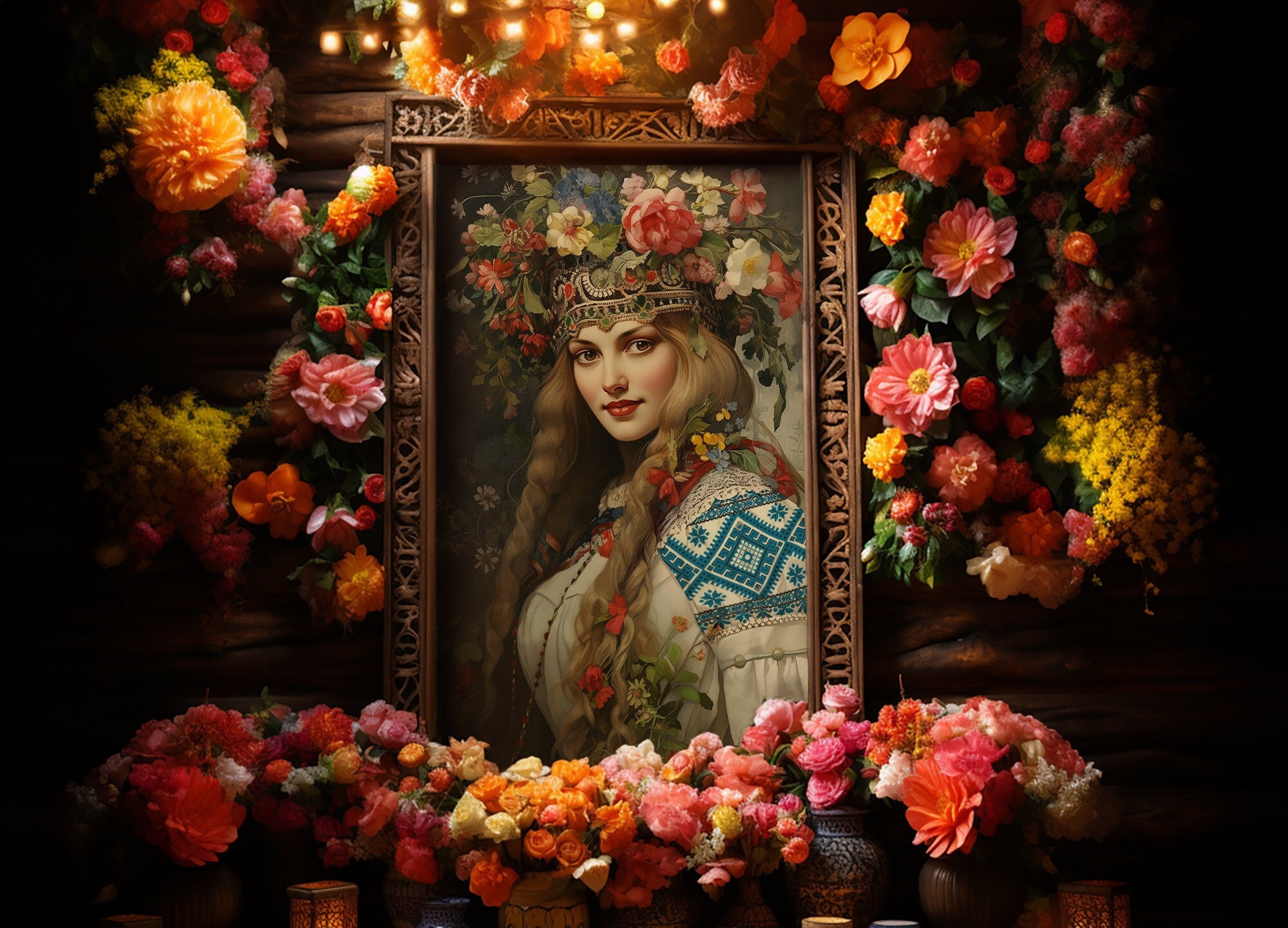 Slavic Art Print MOKOSH | Digital Folk Art | Vintage Portrait Art ...
