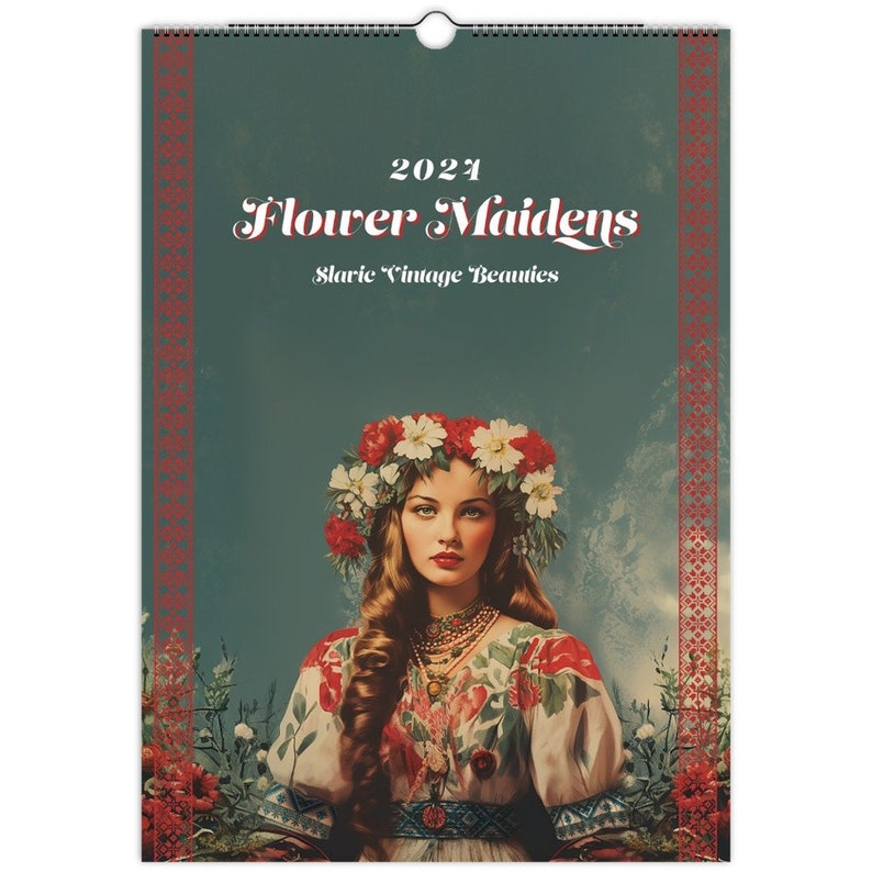 2024 Slavic Calendar Flower Maidens Vintage Prints Wall Calendar Slavic