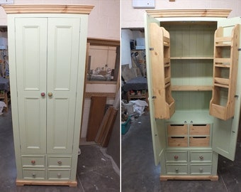 Rutland Painted Larder Cupboard with Internal Drawers & Spice Racks- Bespoke Colours and Sizes available