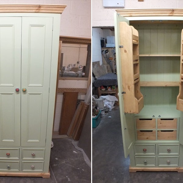 Rutland Painted Larder Cupboard with Internal Drawers & Spice Racks- Bespoke Colours and Sizes available