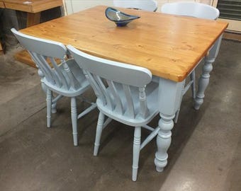 Farmhouse Painted 4' x 3' Dining/ Kitchen Table with Pine Top- Bespoke colours & sizes available
