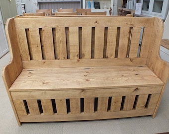 5 ft Reclaimed Sawn Range Slat-Back Monks Bench, Bespoke sizes available