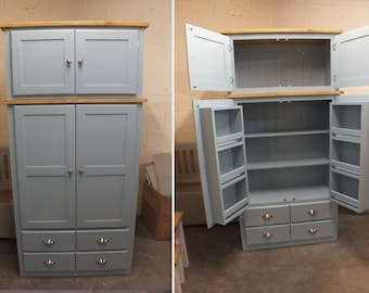 Large Painted Larder Cupboard with Spice Racks and Reclaimed Top- Bespoke Sizes & Colours available