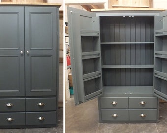 Rutland Painted 2 Door Larder Cupboard With Spice Racks- Bespoke Sizes & Colours available