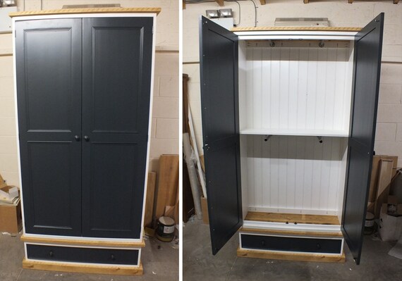 Rutland Painted Extra Tall Narrow Wardrobe Coat Cupboard With X4 Front to Back Hanging Rails Bespoke Sizes Colours Etsy UK