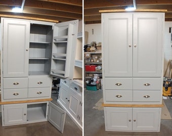 Rutland Painted 4 Door Larder Cupboard With Spice Racks- Bespoke Colours & Sizes available