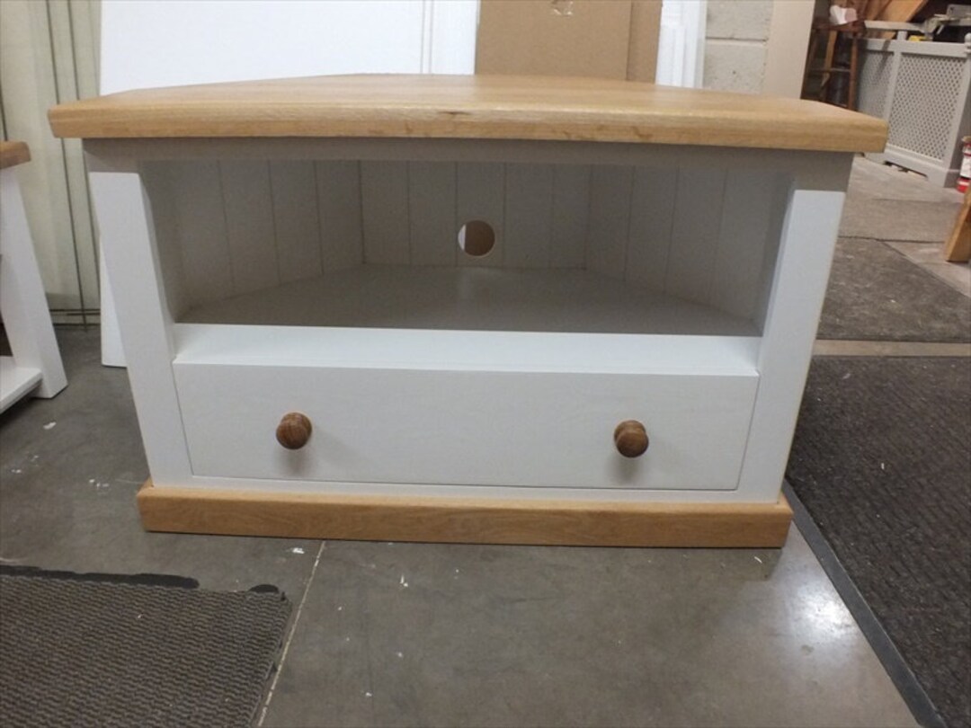 Buckingham Painted Corner TV Unit With Solid Oak Top, Bespoke Colours — free download