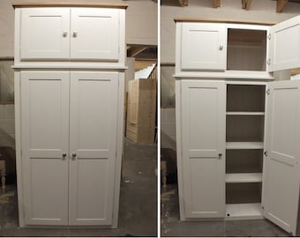 Large Painted Linen Larder Unit with Top Cupboard- Bespoke Colours & Sizes available