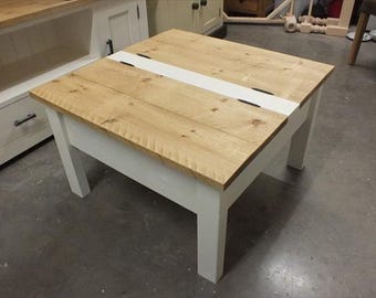 Shabby Painted Coffee Table with Lift Up Lid- Bespoke Colours & Sizes available