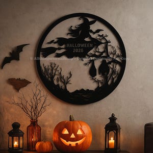 Personalized Halloween Metal Sign - Spooky Wall Hanging Decor, Haunted House Gift, Witchy Home Sign, Halloween Decor for Porch or Entryway