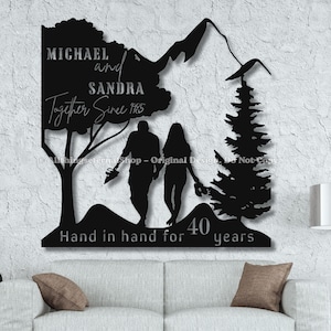 Anniversary Metal Sign - Personalized 40th Wedding Gifts for Couples - Custom Wall Decor with Names & EST Date - Unique Metal Art Keepsake