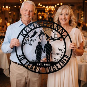 Anniversary Metal Sign - Personalized 40th Wedding Gifts for Couples - Custom Wall Decor with Names & EST Date - Unique Metal Art Keepsake