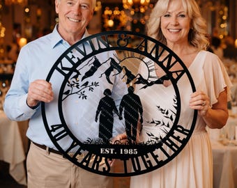 Anniversary Metal Sign - Personalized 40th Wedding Gifts for Couples - Custom Wall Decor with Names & EST Date - Unique Metal Art Keepsake