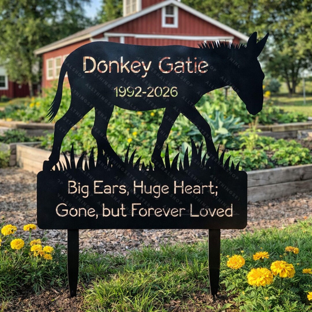 Donkey Rodeo Sign Personalized Donkey Memorial Metal Yard Sign โ Custom Pet Loss Marker ...