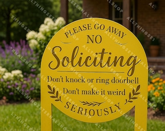 No Soliciting Yard Sign | Metal Outdoor Property Sign | Modern Steel Home Decor | Private Property & Driveway Sign