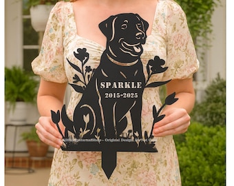 Custom Labrador Dog Memorial Stake | Personalized Pet Grave Marker | Labrador Retriever Memorial Garden Stake | Dog Loss Memorial