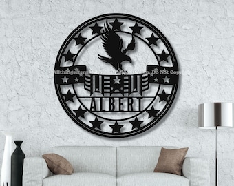 Personalized Patriotic Metal Sign: USA Flag, Veteran Gift, 4th of July Decor