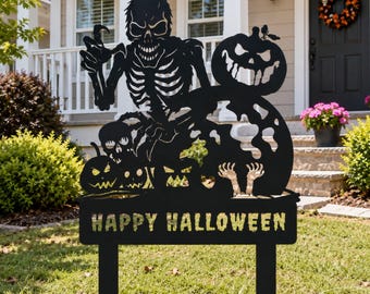 Personalisiertes Halloween-Metallschild für den Garten: Individuelle Halloween-Außendekoration