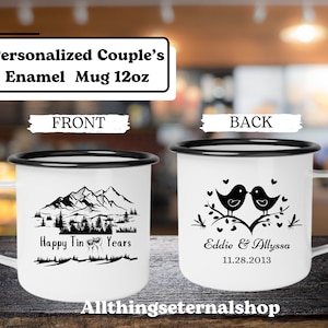 Tin Year Anniversary Mug-Custom Couple Camping Mug, Personalized 10th Wedding Celebration Cup, Couple&#39;s Anniversary Gift