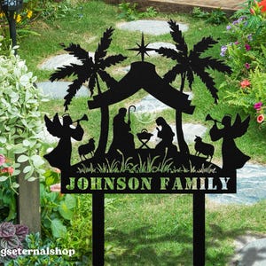 Custom Nativity Metal Yard Sign: Personalized Christmas Garden Decor