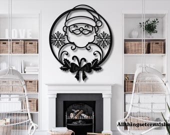 Custom Santa Claus Metal Sign: Holiday Christmas Wall Art