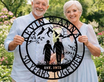 Anniversary Metal Sign- Personalized 50th Wedding Gifts for Couples-Custom Wall Decor with Names & EST Date -Metal Art, AllthingseternalShop