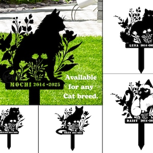 Custom Cat Memorial Stake, Cat Grave Marker, Cat Breed Metal Sign, Pet Memorial Gift, Cat Memorial Plaque, Pet Loss Gift, Remembrance Stake