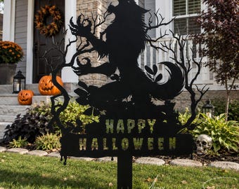 Halloween-Gartenschild für draußen – Individuelle Gartendekoration aus Metall