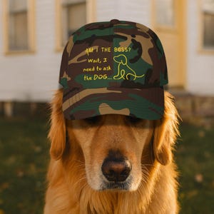 Funny Dog Owner Baseball Cap; Am I the Boss Wait, I Need to Ask the Dog; Humorous Pet Lover Embroidered Hat for Men and Women