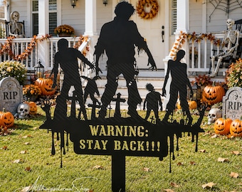 Personalized Zombie Halloween Yard Sign, Custom Funny Halloween Sign, Metal Garden Stake, Spooky Outdoor Decoration